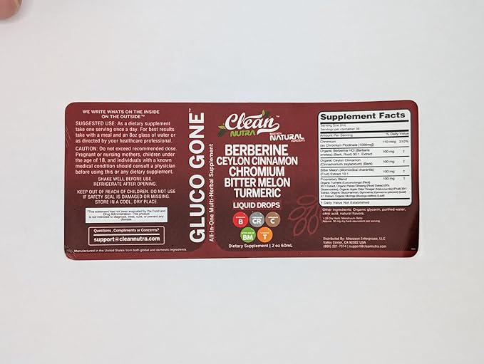 Organic Ceylon Cinnamon Berberine Liquid Drops Supplement with Bitter Melon Extract, Glucomannan, Gymnema, Chromium, Turmeric, Organic Panax Ginseng, Apple Cider Vinegar, Moringa Powder Vegetarian (2)