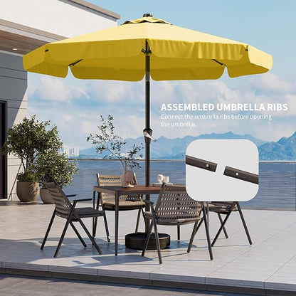 10FT Patio Umbrella Table Market Umbrella w/Tilt and Crank Outdoor Umbrellas for Garden, Deck, Backyard, Pool and Beach, Yellow