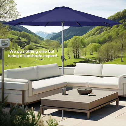 Tempera Patio Market Outdoor Table Umbrella with Push Button Tilt and Crank,Large Sun Umbrella with Sturdy Pole&Fade resistant canopy,Easy to set
