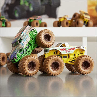 Monster Jam, Mystery Mudders 2-Pack Monster Trucks, Official 1:64 Die-Cast Vehicles, Wash to Reveal (Styles Will Vary), Kids Toys for Boys 3 and Up