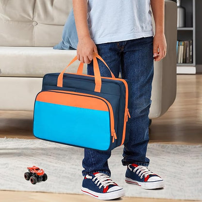 CURMIO Carrying Case Compatible with Monster Jam Trucks, Portable 1:64 Scale Monster Truck Bag Holding 34 Toy Cars for Collectors, Dark Blue, Bag Only