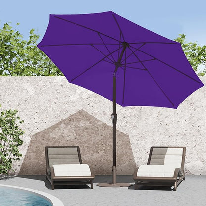 PatioKingdom 9FT Patio Outdoor Umbrella-UPF 50+ Sun Shade with Wind Vent, Push-Button Tilt & Smooth Crank Lift, Rust-Resistant Fiberglass Frame for Garden, Backyard,Yard