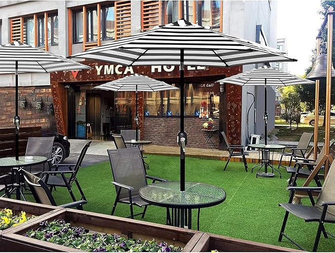 Blissun 7.5 ft Patio Umbrella, Yard Umbrella, Outdoor Market Umbrella with Push Button Tilt Crank (Black&White)