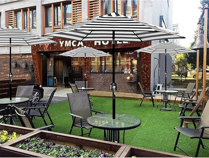 Blissun 7.5 ft Patio Umbrella, Yard Umbrella, Outdoor Market Umbrella with Push Button Tilt Crank (Black&White)