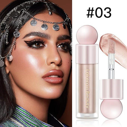 Liquid Highlighter Makeup, Natural Silky Shimmer Finish Liquid Gold Shimmer)