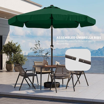 10FT Patio Umbrella Table Market Umbrella w/Tilt and Crank Outdoor Umbrellas for Garden, Deck, Backyard, Pool and Beach, Dark Green
