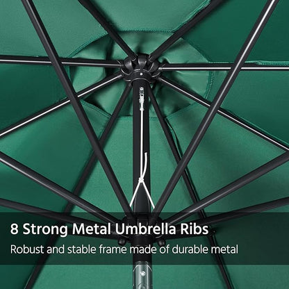 Yaheetech 11FT Patio Umbrella Outdoor Market Table Umbrella with Push Button Tilt & Crank for Garden/Lawn/Deck/Backyard/Pool/Beach, 8 Ribs, Dark Green