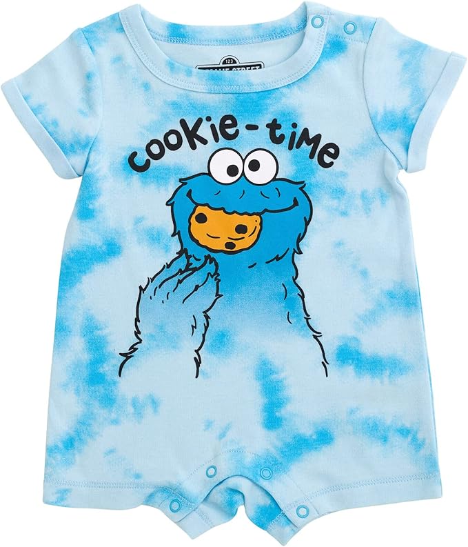 Sesame Street Elmo Cookie Monster Big Bird Romper and Bucket Sun Hat Newborn to Toddler