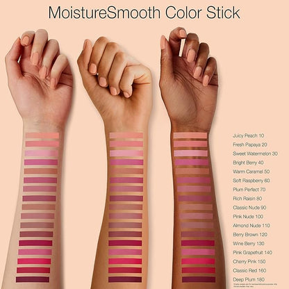 Neutrogena MoistureSmooth Color Stick for Lips, Moisturizing and Conditioning Lipstick with a Balm-Like Formula, Nourishing Shea Butter and Fruit Extracts, 150 Cherry Pink, .011 oz