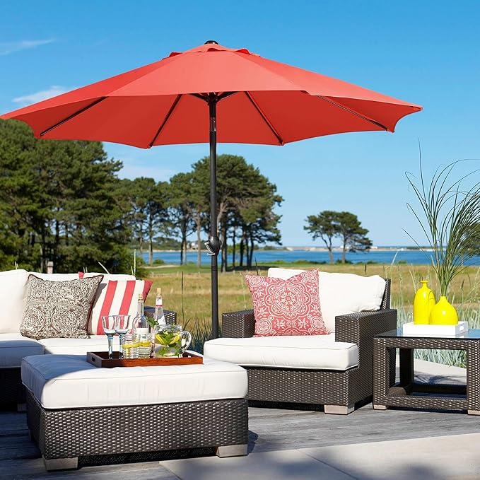Yaheetech 9FT Patio Umbrella Outdoor Umbrella Patio Yard Market Table Umbrella with Push Button Tilt & Crank for Garden/Beach/Lawn/Deck/Backyard/Pool, 8 Ribs, Orange