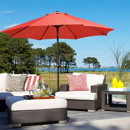 Yaheetech 9FT Patio Umbrella Outdoor Umbrella Patio Yard Market Table Umbrella with Push Button Tilt & Crank for Garden/Beach/Lawn/Deck/Backyard/Pool, 8 Ribs, Orange