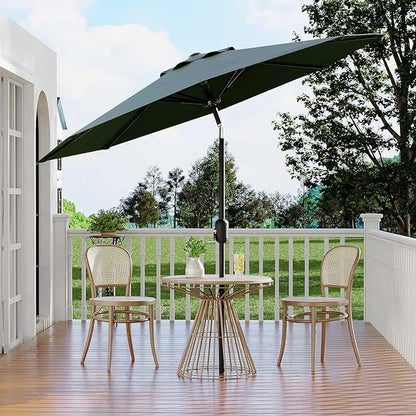 10Ft Patio Umbrella - 8 Sturdy Ribs Outdoor Table Umbrella with Crank Lift & Push Button Tilt - Market Umbrella for Pool, Deck, Yard, Garden - Dark Green
