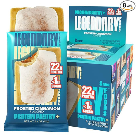 Legendary Foods 22g Protein Pastry - High Protein Breakfast & Meal Replacement Bar - Keto Friendly, Gluten Free, Diabetic Friendly Low Carb Snacks