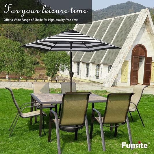 7.5Ft/9Ft Patio Umbrella, UV Protect Pool Umbrella with Heavy Duty Pole,Outdoor Umbrella with Push Botton Tilt & Crank