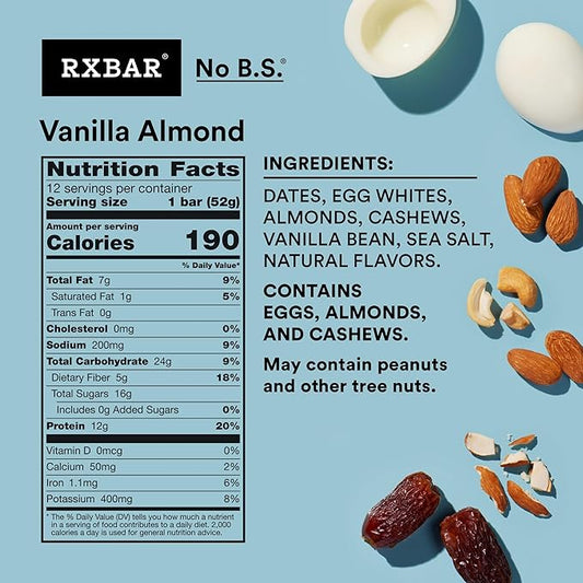 RXBAR Protein Bar, Vanilla Almond, 12g Protein