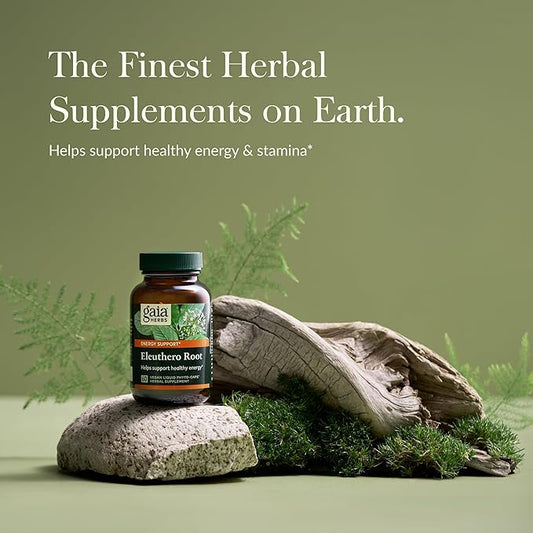 Gaia Herbs Eleuthero Root - Energy, Stamina & Mental Endurance Support - Eleuthero Root (Siberian Ginseng) Adaptogen Herbal Supplement - 60 Vegan Liquid Phyto-Capsules (30-Day Supply)