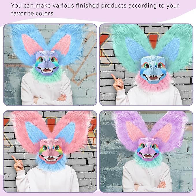 13 Pcs DIY Dino Mask Kit Hard Plastic Dinosaur Mask Furry Therian Dino Costume Kit Animal Dinosaur Party Costume