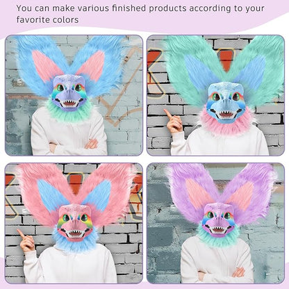 13 Pcs DIY Dino Mask Kit Hard Plastic Dinosaur Mask Furry Therian Dino Costume Kit Animal Dinosaur Party Costume