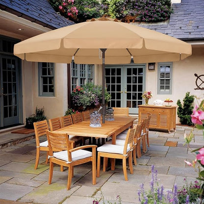 ABCCANOPY Patio Umbrella 10ft, Outdoor Table Umbrella with Push Button Tilt and Crank, 8 Ribs Umbrella for Patio Pool Garden Deck (Khaki)