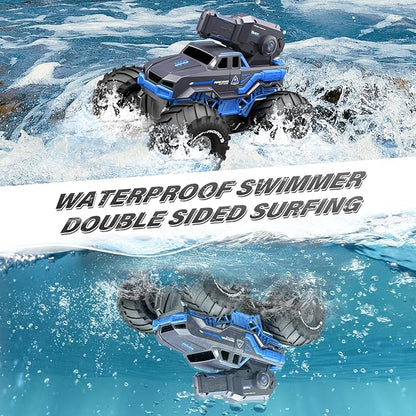 Amphibious Remote Control Car Boat Water Squirt RC Tank 2.4GHz Gesture Sensor 4WD Monster Truck RC Cars 360°Rotating Waterproof Stunt Car for Age 6 7 8 9-12 Kids Girls Boys Gift Beach Pool Water Toy