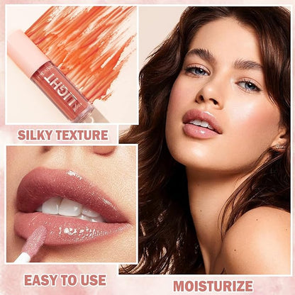 CAHIUYOA Plumping Moisturizing Lip Gloss Lipgloss,Nude Lip Gloss Lip Stain Long Lasting Waterproof,Shine Glossy Liquid Lipstick for Women Girls Lip Makeup Gift - 03
