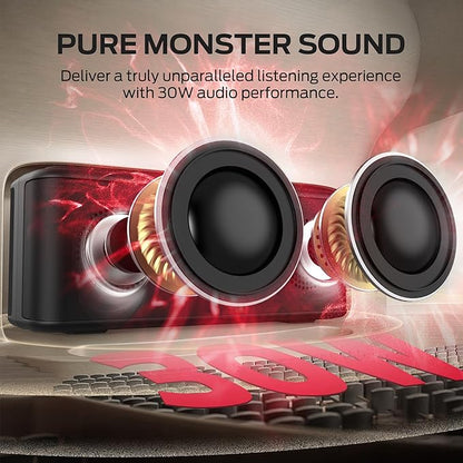 Monster Shock Plus Bluetooth Speaker, Portable Speaker with 30W Loud Stereo Sound, Bluetooth 5.4, TWS Pairing, 15H Playtime, Support AUX/TF Card, IPX6 Waterproof Wireless Speakers for Outdoor, Party