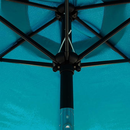Blissun 7.5 ft Patio Umbrella, Yard Umbrella, Outdoor Market Umbrella with Push Button Tilt Crank (Cerulean)