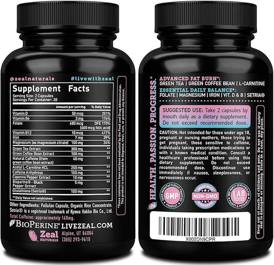 Zeal Naturals Weight Loss Support for Women + Daily Balance Vitmains (Iron, Vitamin D, Setria®, Folate) Premium Diet Support Pills for Women+ Multivitamin and Hormone Support