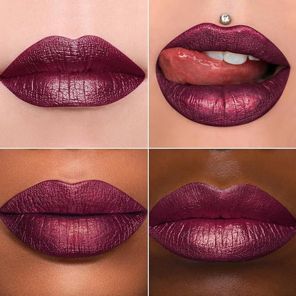 MAKI YIKA Dark Purple Lipstick for Women Metallic Lipsticks Glitter Long Lasting Lipstick No Smudge No Transfer Liquid Lip Gloss (BR16 Last Kiss)