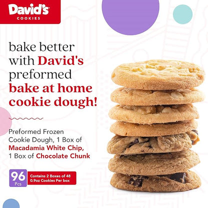David's Cookies Preformed Frozen Cookie Dough Chocolate Chunk & Macadamia White Chip 80 count