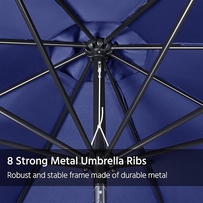 Yaheetech 11FT Patio Umbrella Outdoor Market Table Umbrella with Push Button Tilt & Crank for Garden/Lawn/Deck/Backyard/Pool/Beach, 8 Ribs, Navy Blue