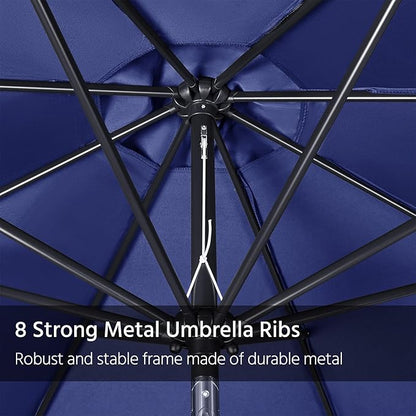 Yaheetech 11FT Patio Umbrella Outdoor Market Table Umbrella with Push Button Tilt & Crank for Garden/Lawn/Deck/Backyard/Pool/Beach, 8 Ribs, Navy Blue
