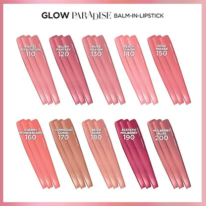 L'Oreal Paris Glow Paradise Hydrating Balm-in-Lipstick with Pomegranate Extract, Peach Charm, 0.1 Oz
