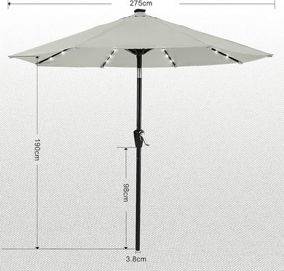 ABCCANOPY Durable Solar Led Patio Umbrellas with 32LED Lights 9FT (Light Beige)