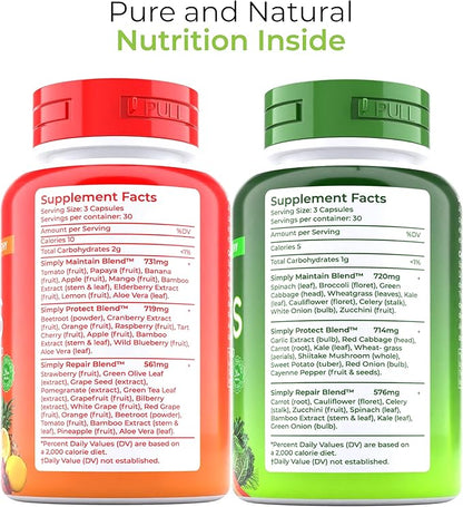 Fruit and Veggies Supplement - Super Greens Men's and Women's Multivitamin -Fruit and Vegetables Capsules - Boost High Protein & Energy - 540 Capsules - Pack of 6 with Three Free Pill Box