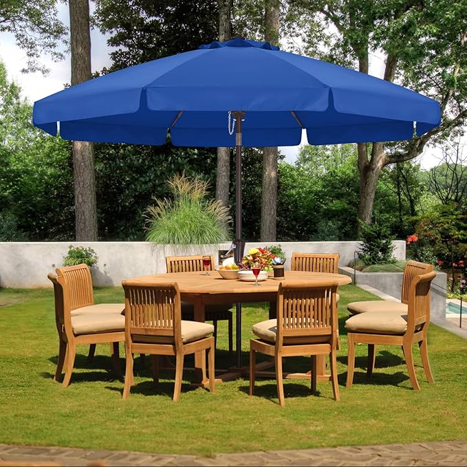 ABCCANOPY Patio Umbrella 10ft, Outdoor Table Umbrella with Push Button Tilt and Crank, 8 Ribs Umbrella for Patio Pool Garden Deck (Blue)