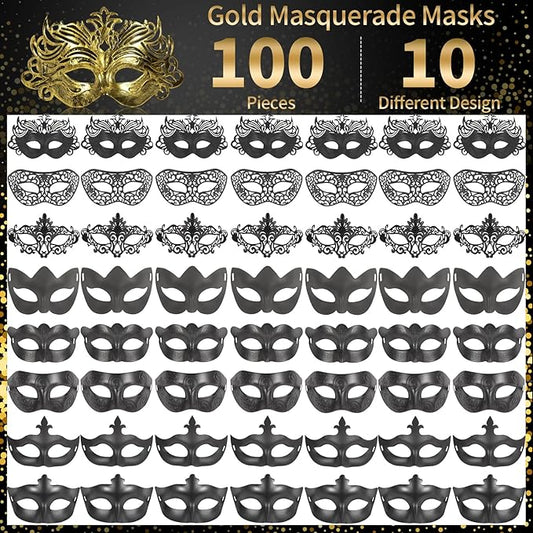 yeload Masquerade Masks 100 Bulk Vintage Masks of Masquerade Party, Venetian, Mardi Gras, Halloween, Masks for Women, Men