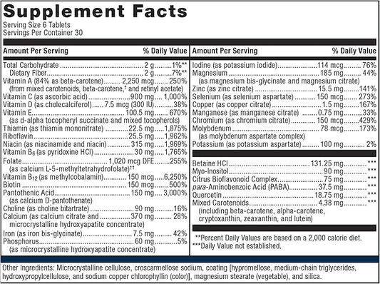 Metagenics Multigenics Intensive Care - Multivitamin - Dietary Supplements for Everyday - with Iron, Quercetin, Beta-Carotene, Ascorbic Acid & More - Non-GMO - Gluten-Free - 180 Tablets