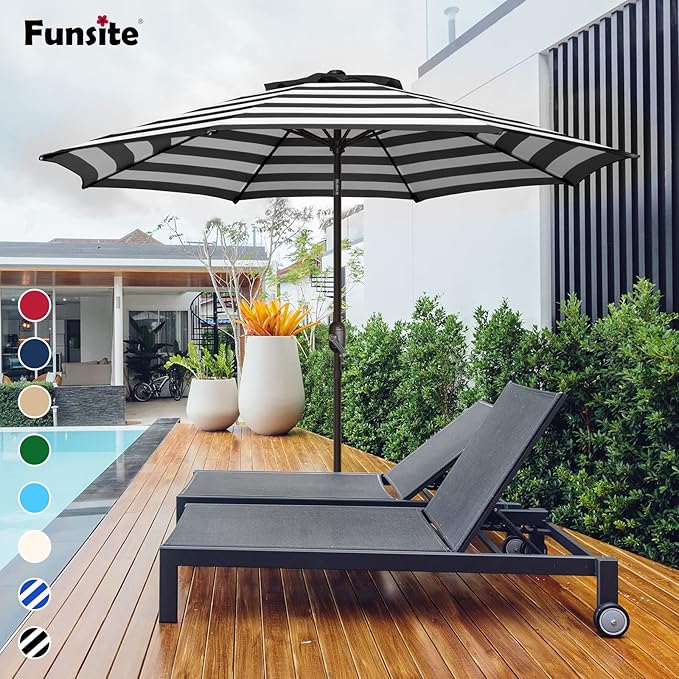 7.5Ft/9Ft Patio Umbrella, UV Protect Pool Umbrella with Heavy Duty Pole,Outdoor Umbrella with Push Botton Tilt & Crank