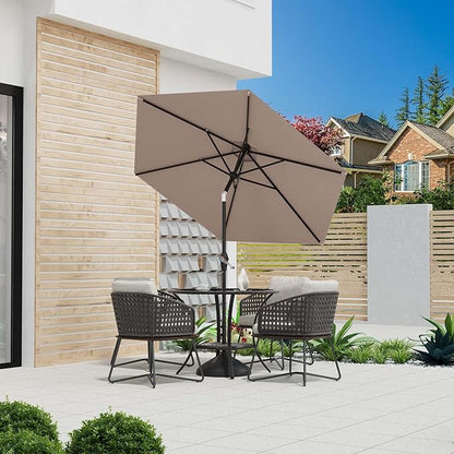 7.5FT Patio Umbrella Table Market Umbrella w/Tilt and Crank Heavy-Duty Round Outdoor Umbrellas for Garden, Deck, Backyard, Pool and Beach, Khaki