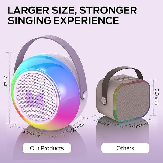 Monster Mini Karaoke Machine for Kids Adults, Portable Bluetooth Speakers with 2 Wireless Microphones and Lights, Christmas Birthday Gifts Toys for Girls Boys 4, 5, 6, 7, 8, 9, 10, 12+ Toddler