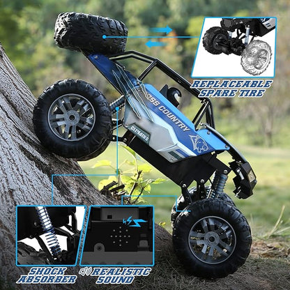 DEERC Large 1:8 Scale Monster Truck for Adults and Boys, Upgraded Remote Control Car with Realistic Sound, 4WD All Terrain RC Toy with 2 Batteries for 80 Minutes Play