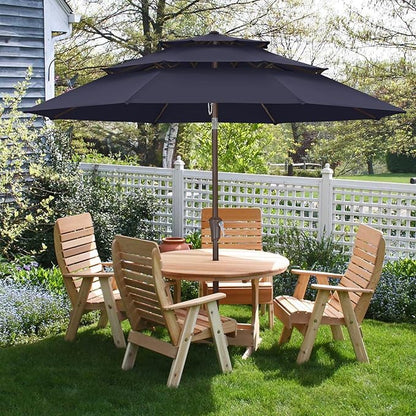 ABCCANOPY Patio Umbrellas 3 Tiers 9FT (Navy Blue)