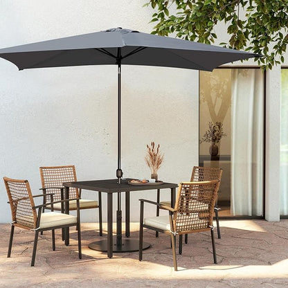 Blissun Rectangular Patio Umbrella, Table Market Umbrella with Tilt and Crank, Outdoor Umbrella for Garden, Deck, Backyard, Pool and Beach