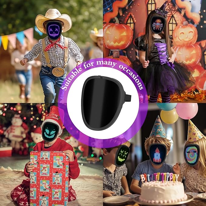 LED Mask with Gesture Sensing, Cool Light Up Transforming Face Mask for Halloween Xmas Cosplay