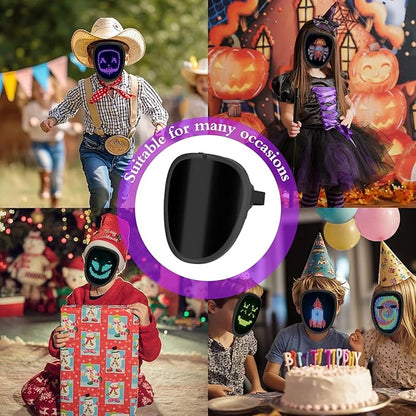 LED Mask with Gesture Sensing, Cool Light Up Transforming Face Mask for Halloween Xmas Cosplay