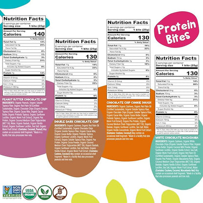 Bhu Foods Keto Bites, Cookie Dough Lovers Variety Pack, Chocolate Chip, Dark Chocolate, Macadamia & Peanut Butter, Organic Snacks for Adults, Individually Wrapped (4 Pack)
