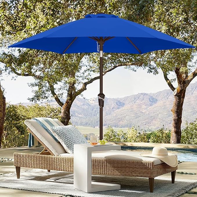 ABCCANOPY 7.5FT OutdoorPatio Umbrella, UV Protection Table Umbrella w/Crank for Easy Set Up, Suitable for Garden, Lawn, Deck & Backyard (Blue)