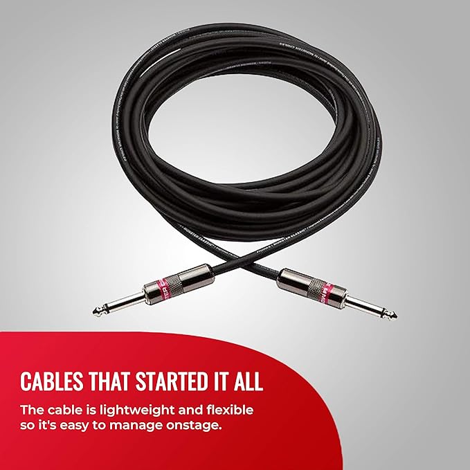 Monster Prolink Classic Instrument Guitar Cable - 12 ft Straight to Straight Instrument Cable. All Metal & Duraflex Outer Jacket. 90% Copper Braided Shield Monster Instrument Cable