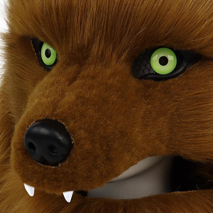 Furry Head Mask Animal Wolf Dog Plush Faux Fur Masks for Halloween Masquerade Cosplay Costume Props